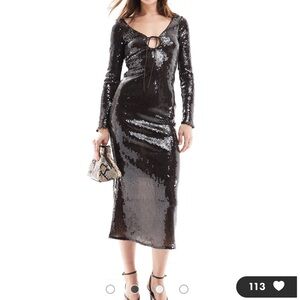 Brown Midi Sequin Dress